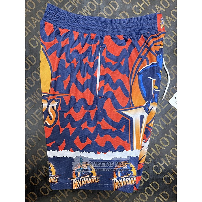 Pantalone Golden State Warriors Mitchell & Ness Naranja Azul
